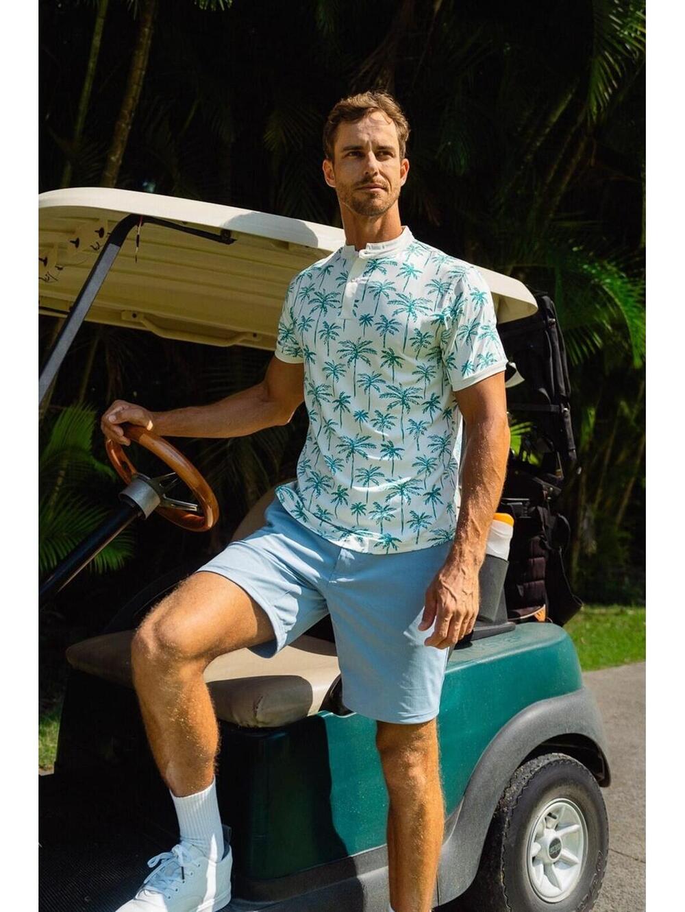 Mantra Catalyst Polo Shirt Men’s XL Green Palm Tree Tropical Performance Golf